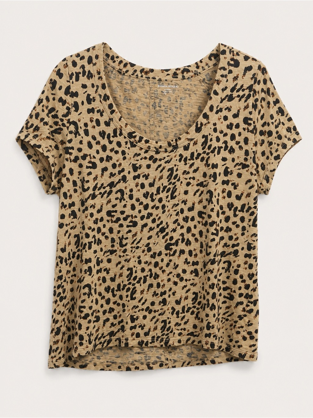 BANANA Republic leopard animal print cozy slub knit shirt top L